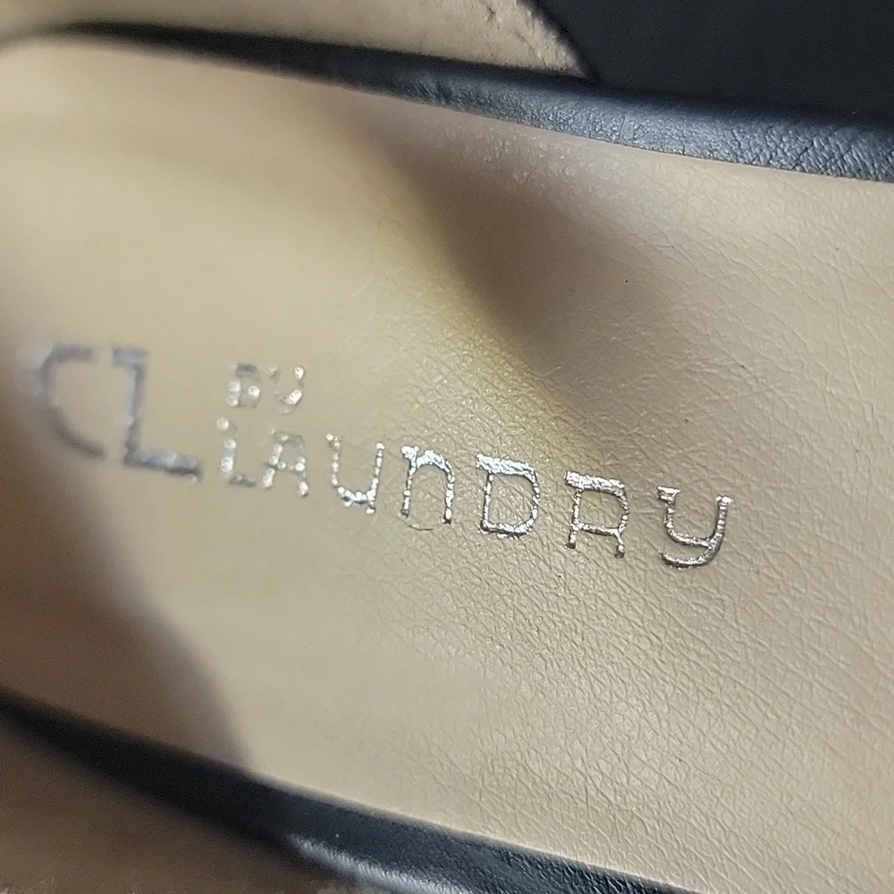 CL by Launday size 8 black ankle straps wedges.